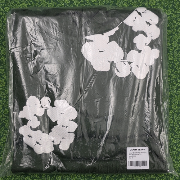 Green Denim Tear with White Floral Pattern Unisex - Picture 8 of 15